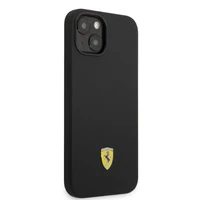 Ferrari FEHMSIP14SBK iPhone 14 6.1" juoda/juoda kietas dėklas silikoninis metalinis logotipas Magsafe
