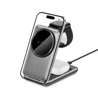 QI15W-A42 3in1 indukcinis įkroviklis su MagSafe Apple įrenginiams - pilkas