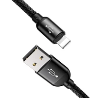 Kabelis Baseus Three Primary Colors 3in1 USB-A - micro USB / Lightning / USB-C 3.5A 1.2 m juodas
