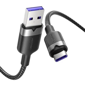 USB 2.0 A į USB-C 6A kabelis Vention CTOBH 2M (juodas)