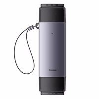 Baseus Lite Series SD/TF atminties kortelių skaitytuvas, USB + USB-C (pilkas)