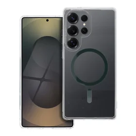 Drop Glue Spalvingas Žiedas Magnetinis Dėklas suderinamas su MagSafe SAMSUNG S25 ULTRA tamsiai žalias