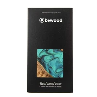 Medinis ir dervos dėklas telefonui iPhone 15 Plus Bewood Unique Turquoise - turkio ir juodas