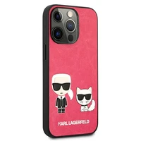 Karl Lagerfeld Ikonik Karl&Choupette dėklas iPhone 13 Pro / iPhone 13 - fuksijos spalvos