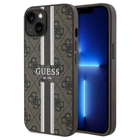 Guess 4G Printed Stripes Magnetinis dėklas telefonui iPhone 15/14/13 - rudas