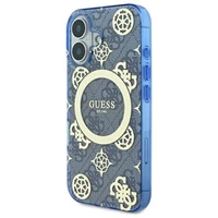 Guess IML Peony On 4G Background MagSafe iPhone 16 dėklas - mėlynas