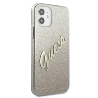 Guess GUHCP12SPCUGLSGO iPhone 12 mini 5.4" auksinis/auksinis kietas dėklas Glitter Gradient Script