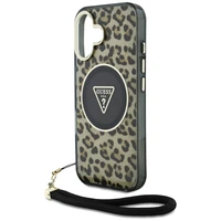 Guess HC IML leopardas trikampio virvelės dirželis MagSafe iPhone 16 dėklas - rudas