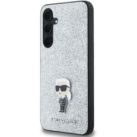 Karl Lagerfeld Fiksuotas Blizgus Ikonik Logotipas Metal Pin dėklas Samsung Galaxy A35 - sidabrinis