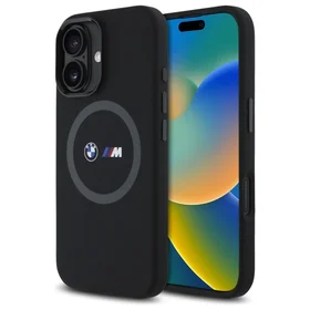 BMW M Silikoninis Spausdintas Žiedas Magnetinis dėklas iPhone 16 - juodas