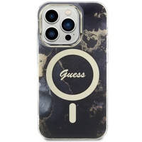 Guess GUHMP14LHTMRSK iPhone 14 Pro 6.1" juodas/juodas kietas dėklas Auksinis Marmuras MagSafe