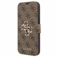 Guess GUBKP13L4GMGBR iPhone 13 Pro / 13 6.1" rudas/rudas knyginis dėklas 4G Didelis Metalinis Logotipas