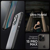 Spigen Ultra Hybrid dėklas telefonui iPhone 15 Pro Max - Skaidrus juodas