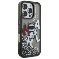 Karl Lagerfeld Liquid Glitter Choupette Logo deklas iPhone 16 Pro - juodas
