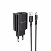 Borofone Sieninis įkroviklis BN1 Innovative - USB - 2,1A su USB į Type C juodas