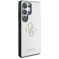 Guess Grūdėtas Didelis 4G Logotipas Mažas Klasikinis Logotipas Dėklas telefonui Samsung Galaxy S25 Ultra smėlinė