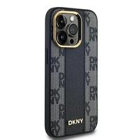 DKNY Odinis langeliais raštuotas magnetinis dėklas iPhone 14 Pro Max - juodas