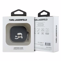 Karl Lagerfeld silikoninis Karl&Choupette galvos 3D dėklas AirPods 4 - juoda