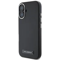 Karl Lagerfeld FW Metal Plate Magnetinis iPhone 16 Plus dėklas - juodas
