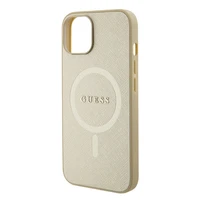 Guess GUHMP15SPSAHMCB iPhone 15 6.1" auksinis/auksinis kietas dėklas Saffiano MagSafe