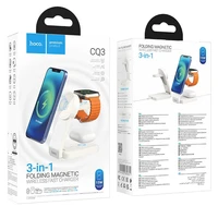 Belaidis įkroviklis Hoco 3in1 15W suderinamas su MagSafe CQ3 baltas