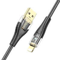 Kabelis USB A į Lightning Hoco 2,4A 1,2 m U121 juodas permatomas