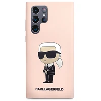 Karl Lagerfeld KLHCS23LSNIKBCP Sam S23 S918 Ultra kietas dėklas rožinis/rožinis Silikoninis Ikonik