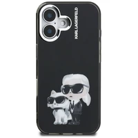 Karl Lagerfeld IML Aquarelle Karl & Choupette & Logo iPhone 16 deklas - juodas