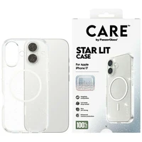 CARE by PanzerGlass Flagship Urban Explorer dėklas telefonui su baltu magnetiniu MagSafe, skirtas iPhone 17 – skaidrus su blizgučiais