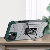 Kristalinis žiedinis dėklas su stovu tvirtas apsauginis dangtelis iPhone 13 žalias