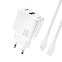 Dudao A27TCEU PD 30W GaN USB-A USB-C Wall Įkroviklis with USB-C Laidas - Baltas