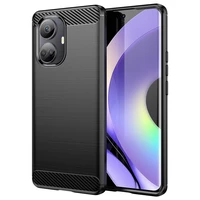 Carbon Case dėklas Realme 10 Pro+ lankstus silikoninis anglies dangtelis juodas