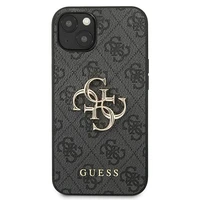 Guess GUHCP13M4GMGGR iPhone 13 / 14 / 15 6.1" pilkas/pilkas kietas dėklas 4G Didelis Metalinis Logotipas