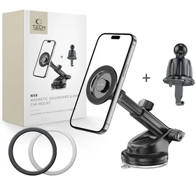 "Tech-Protect N58" magnetinis "MagSafe" automobilinis laikiklis, skirtas kabinai, priekiniam stiklui arba oro ventiliacijos angai - juodas