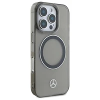 Mercedes sidabrinio žiedo Magnetinis dėklas iPhone 16 Pro telefonui - juodas