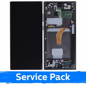 Ekranas skirtas Samsung S908 S22 Ultra su rėmeliu / Phantom Black / (Service Pack)