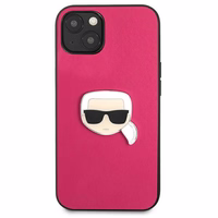 Karl Lagerfeld Odinis Ikonik Karl's Head Metalinis dėklas iPhone 13 mini - rožinis