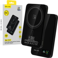 Blavec Išorinė baterija 5000mAh BJ-04 Itin Plona 7,8mm - Type C - 22,5W magnetinė Magsafe 3 in 1 (PBBJ04-MC5B) juoda stiklas