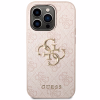 Guess 4G Big Metal Logo dėklas telefonui iPhone 15 Pro – rožinis