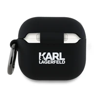 Karl Lagerfeld silikoninis Karl galvos 3D dėklas AirPods 4 - juoda