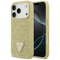 Guess Rhinestone Triangle Logo dėklas telefonui iPhone 17 Pro - auksinė