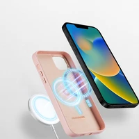 Dux Ducis Grit odinis dėklas iPhone 14 Plus Elegantiškas dirbtinės odos dėklas (MagSafe suderinamas) Rožinis