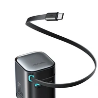 Joyroom JR-TCL02 65W USB-A USB-C GaN įkroviklis su įmontuotu USB-C kabeliu - juodas