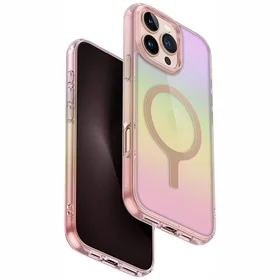 Uniq Iridescia Magclick įkrovimo dėklas iPhone 16 Pro Max – rožinis