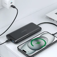 Išorinė baterija Choetech B654 10000mAh 22,5W USB-A / USB-C / micro USB su integruotu USB-C / Lightning laidu (juoda)