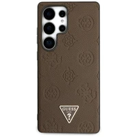 Guess grūdėtas karštas antspaudas peonijos rašto trikampio logotipas MagSafe dėklas Samsung Galaxy S25 Ultra - rudas