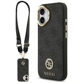Guess 4G Strass Logo & Big Strap Metal Buttons Magnetinis dėklas iPhone 17 - juodas