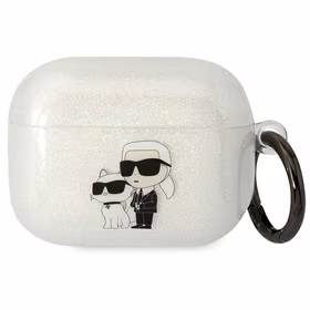 Karl Lagerfeld KLAPHNKCTGT Airpods Pro dėklas permatomas Blizgučiai Karl&Choupette