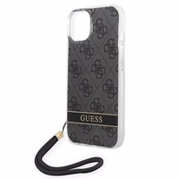 Guess GUOHCP14MH4STK iPhone 14 Plus 6.7 "juodas / juodas kietas dėklas 4G spauda Dirželis