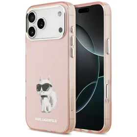 Karl Lagerfeld IML Aquarelle Choupette & Logo Magnetinis dėklas telefonui iPhone 17 Pro Max - rožinis